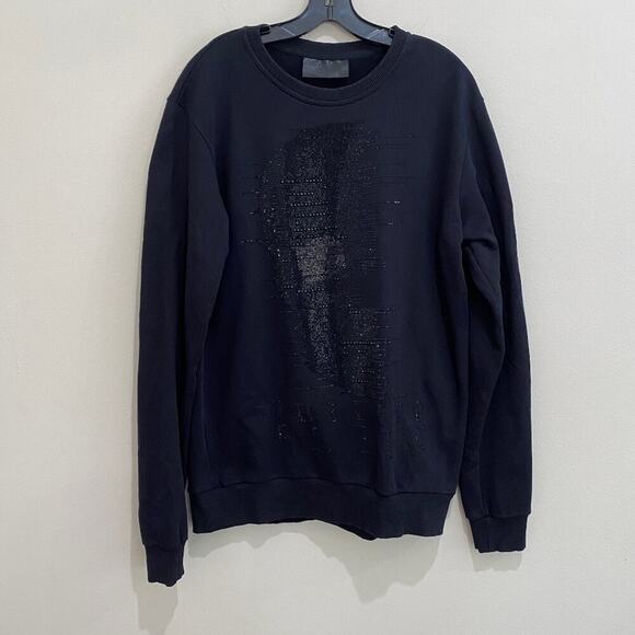 Philipp Plein Crystal Rhinestone Half Skull Sweatshirt *Black* Sz XL - Picture 2 of 15